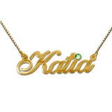 "Katie"Style Copper/925 Sterling Silver Personalized Crystal Name Necklace Adjustable 18”-20”