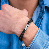 Mens Leather Bracelet with 925 Sterling Silver Custom Bead