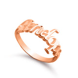 Copper/925 Sterling Silver Personalized Script Name Ring