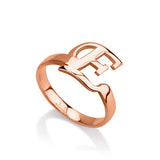 Copper/925 Sterling Silver Personalized Initial Letter Ring