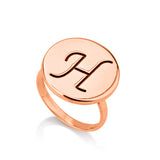 Copper/925 Sterling Silver Personalized Engraved Initial Round Ring