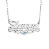 Laura - 925 Sterling Silver/10K/14K/18K Personalized Name Necklace with Underline Hearts Adjustable Chain 18”-20”