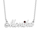 Monika - 925 Sterling Silver Personalized Crystal Classic Name Necklace Adjustable Chain 16”-20”