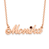 Monika - 925 Sterling Silver Personalized Crystal Classic Name Necklace Adjustable Chain 16”-20”