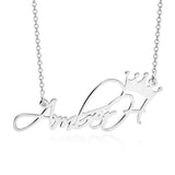 AmberH - Copper/925 Sterling Silver Personalized Princess Crown Name Necklace Adjustable Chain 16”-20"