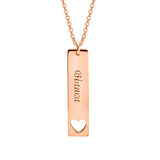 Copper/925 Sterling Silver Personalized Vertical Name Bar Necklace With Heart Adjustable 18”-20”