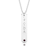 Copper/925 Sterling Silver Personalized Vertical Bar Necklace with Birthstone Adjustable 16”-20”