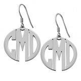 925 Sterling Silver Personalized Block Monogram Earrings