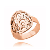 Copper/925 Sterling Silver Personalized Circle Initials Monogram Ring