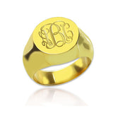 Copper/925 Sterling Silver Personalized Engraved Monogram Ring