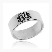 Copper/925 Sterling Silver Personalized  Three Initials Monogram Ring