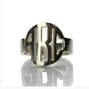 Copper/925 Sterling Silver Personalized Block Initials Monogram Ring