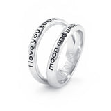 I Love You To The Moon and Back -Copper/925 Sterling Silver Personalized Double Band Engraved Ring