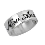 Copper/925 Sterling Silver Personalized Cursive Script Comfort Fit Ring