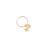 925 Sterling Silver Personalized Fine Ring with Star and Disc Charm