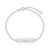 925 Sterling Silver Personalized Engravable Name Bar Anklet Length Adjustable 8.5”-10”