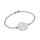 925 Sterling Silver Personalized  Block Monogram Bracelet Length Adjustable 6”-7.5”