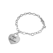 925 Sterling Silver Personalized Engraved Heart Bracelet Adjustable 6"-7.5"