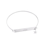 925 Sterling Silver Personalized Skinny Bar on Bangle with Star