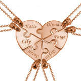 Copper/925 Sterling Silver Personalized 6 Pieces Puzzle Engraved Necklace For a Heart Adjustable 16”-20”