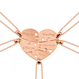 Copper/925 Sterling Silver Personalized 5 Pieces Puzzle Engraved Necklace For a Heart Adjustable 16”-20”