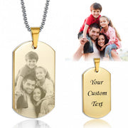 925 Sterling Silver Personalized Engraved Photo Dog Tag Necklace Adjustable 16"-20"