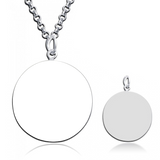 925 Sterling Silver  Personalized Circle Engraved Photo Necklace Adjustable 16”-20”