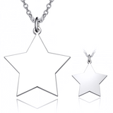 925 Sterling Silver  Personalized Pentagram Engraved Photo Necklace Adjustable 16”-20”