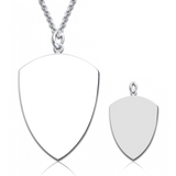 925 Sterling Silver  Personalized Shield Engraved Photo Necklace Adjustable 16”-20”