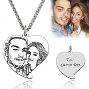 925 Sterling Silver  Personalized Heart Engraved Photo Necklace for Mother Adjustable 16”-20”