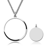 925 Sterling Silver Personalized Circle Color Photo Engraved Necklace Adjustable 16”-20”