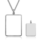 925 Sterling Silver Personalized Rectangle Engraved Photography Necklace Adjustable 16”-20”