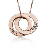 925 Sterling Silver Personalized Russian Ring Necklace with 2 Rings Adjustable 16”-20”