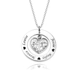 925 Sterling Silver Personalized Family Tree Necklace With Heart For Mothers Adjustable 16"-20"