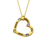 925 Sterling Silver Personalized Birthstone Heart Necklace Adjustable 18"-20"