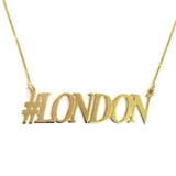 925 Sterling Silver Personalized Hashtag LONDON Necklace Adjustable 16”-20”