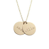 925 Sterling Silver Personalized Double Disc Name Necklace Adjustable 16”-20”