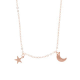 925 Sterling Silver Personalized Mini Moon and Star Necklace Adjustable 16”-20”