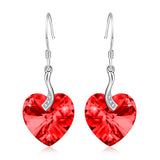 925 Sterling Silver Charm Love Heart Crystal Drop Earrings