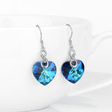 925 Sterling Silver Jewelry Infinity Blue Love Heart Drop Earrings