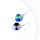 Blue Love Heart -925 Sterling Silver Drop Earrings With Crystals