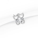 925 Sterling Silver Lovely Cat Style Studs