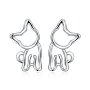 925 Sterling Silver Charm Little Cat Studs