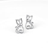 925 Sterling Silver Gentle Cat Jewelry Studs