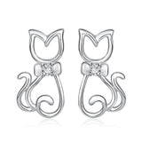 925 Sterling Silver Gentle Cat Jewelry Studs