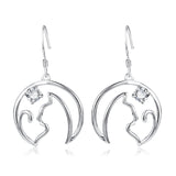 925 Sterling Silver Supper Cool Particular Moon Shape Jewel Drop Earrings