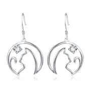 925 Sterling Silver Supper Cool Particular Moon Shape Jewel Drop Earrings