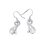 925 Sterling Silver Adorable Cat Drop Earrings