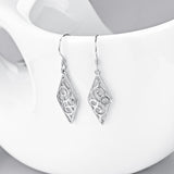 925 Sterling Silver Flower Pattern Drop Earrings