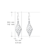 925 Sterling Silver Flower Pattern Drop Earrings